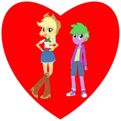 Size: 800x800 | Tagged: safe, derpibooru import, applejack, spike, equestria girls, applespike, converse, female, male, shipping, shipping heart, shoes, straight