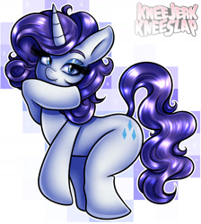 Size: 1449x1614 | Tagged: safe, artist:kneejerkneeslap, derpibooru import, rarity, pony, unicorn, fangs, female, solo