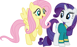 Size: 4853x3000 | Tagged: safe, artist:cloudy glow, derpibooru import, fluttershy, rarity, filli vanilli, .ai available, ponytones outfit, simple background, transparent background, vector