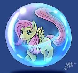 Size: 735x688 | Tagged: safe, artist:rakineko, derpibooru import, fluttershy, pegasus, pony, bubble, bubble solution, cute, daaaaaaaaaaaw, female, in bubble, shyabetes, soap bubble, solo, submerged, water