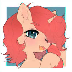 Size: 1280x1281 | Tagged: safe, artist:astralblues, derpibooru import, oc, pony, unicorn, female, mare, one eye closed, solo, wink