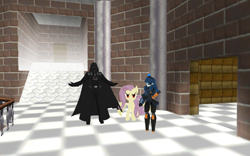 Size: 1920x1200 | Tagged: safe, artist:puzzlshield2, derpibooru import, fluttershy, bat pony, human, pegasus, pony, 3d, bat ponified, crossover, darth vader, flutterbat, galactic empire, meme, mimi sentry, race swap, recreation, star wars, star wars: revenge of the sith, super mario 64, super mario bros., team fortress 2, trio