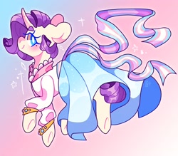 Size: 3310x2901 | Tagged: safe, artist:cocopudu, derpibooru import, rarity, pony, unicorn, blushing, clothes, dress, ears, female, floppy ears, gradient background, mole, mouthpiece, pride, pride flag, smiling, solo, trans female, transgender, transgender pride flag