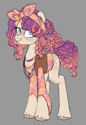 Size: 1080x1574 | Tagged: safe, artist:ninjagobrony287, derpibooru import, oc, oc only, oc:groovy remedy, earth pony, pony, clothes, coat markings, female, gray background, jewelry, looking at you, magical lesbian spawn, mare, mole, necklace, offspring, parent:rarity, parent:tree hugger, parents:rarihugger, simple background, smiling, smiling at you, solo, vest