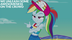 Size: 2000x1125 | Tagged: safe, derpibooru import, edit, edited screencap, editor:quoterific, screencap, rainbow dash, better together, equestria girls, spring breakdown, solo