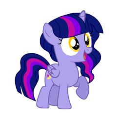 Size: 2400x2400 | Tagged: safe, artist:motownwarrior01, derpibooru exclusive, derpibooru import, oc, oc only, oc:princess evening star, alicorn, pony, base used, cute, female, filly, foal, horn, offspring, parent:night light, parent:twilight sparkle, parents:twinight, product of incest, simple background, solo, transparent background, wings