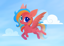 Size: 3836x2763 | Tagged: safe, artist:belka-sempai, derpibooru import, oc, oc only, oc:gaffy, pegasus, pony, cute, sky, solo