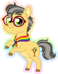 Size: 2194x2808 | Tagged: safe, artist:queenderpyturtle, derpibooru import, oc, earth pony, pony, chibi, female, glasses, mare, pride, pride flag, simple background, solo, transparent background