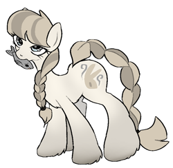 Size: 782x764 | Tagged: safe, artist:muffinz, oc, oc only, oc:bunnys burrow, fish, pony, female, mare, mouth hold, simple background, snowpony (species), solo, taiga pony, white background