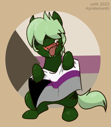 Size: 1311x1491 | Tagged: safe, artist:unlit, derpibooru import, oc, oc only, oc:darklight, pony, demisexual pride flag, facial hair, fangs, pride, pride flag, solo, tongue, tongue out