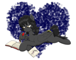 Size: 2048x1600 | Tagged: safe, artist:wojtek-ツ, derpibooru import, oc, oc only, oc:eclipse, pegasus, pony, book, caption, diary, digital art, female, heart, image macro, journal, mare, quill, simple background, solo, stick pony, text, torn page, transparent background, wing hands, wing writing, wings, writing