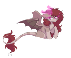 Size: 758x622 | Tagged: safe, artist:puppie, derpibooru import, oc, oc only, oc:delirium, demon, demon pony, succubus, body freckles, chest fluff, freckles, simple background, solo, white background