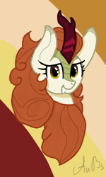 Size: 456x759 | Tagged: safe, artist:derpy_fan, derpibooru import, autumn blaze, kirin, female, mare, smiling, solo