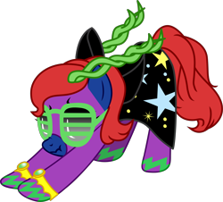 Size: 6000x5416 | Tagged: safe, artist:firlin123, derpibooru import, oc, oc:clusterfuck, pony, cape, clothes, horns, iwtcird, meme, shutter shades, simple background, solo, sunglasses, transparent background, vector