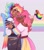 Size: 1377x1558 | Tagged: safe, artist:wanderingpegasus, derpibooru import, pinkie pie, rainbow dash, human, :p, alternate hairstyle, belt, choker, clothes, cute, dark skin, dashabetes, diapinkes, duo, eyeshadow, face paint, female, humanized, jacket, jeans, lesbian, lesbian pride flag, makeup, mouthpiece, open mouth, pansexual, pansexual pride flag, pants, peace sign, pinkiedash, pride, pride flag, pride month, ripped jeans, ripped pants, shipping, shirt, skirt, t-shirt, tongue, tongue out, torn clothes, varsity jacket, winged humanization, wings