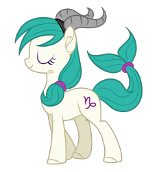 Size: 1244x1341 | Tagged: safe, artist:angellightyt, derpibooru import, pony, base used, capricorn, ear fluff, ears, eyes closed, female, horns, mare, ponyscopes, simple background, smiling, solo, transparent background