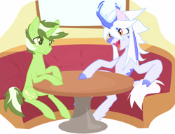 Size: 2913x2239 | Tagged: safe, artist:nmoonly, derpibooru import, oc, oc only, kirin, disguise, disguised changeling, duo, kirin oc