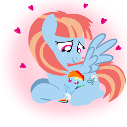 Size: 1400x1400 | Tagged: safe, artist:mlplary6, derpibooru import, rainbow dash, windy whistles, pegasus, pony, baby, baby dash, baby pony, cute, dashabetes, diaper, female, filly, filly rainbow dash, foal, heart, heartwarming, looking at each other, looking at someone, lying down, mare, mother and child, mother and daughter, parent and child, smiling, smiling at each other, sweet dreams fuel, younger