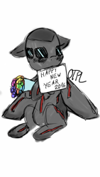 Size: 720x1280 | Tagged: safe, artist:otpl, oc, oc only, original species, plane pony, pony, b-2 spirit, bouquet, flower, happy new year, happy new year 2016, holiday, mouth hold, plane, simple background, solo, white background