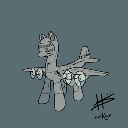 Size: 1280x1280 | Tagged: safe, artist:hotkoin, oc, oc only, original species, plane pony, pony, ac-130, plane, simple background, solo