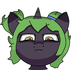 Size: 653x613 | Tagged: safe, artist:compscitwilight, derpibooru import, oc, oc only, oc:compscitwilight, unicorn, green eyes, green mane, shading practice, simple background, solo, stare, transparent background