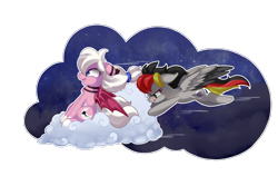 Size: 984x656 | Tagged: safe, artist:loyaldis, derpibooru import, oc, oc:anja snow, bat pony, pegasus, bat pony oc, cloud, flying, night, old art, on a cloud, pegasus oc, pushing, simple background, sitting, sitting on cloud, stars, transparent background