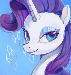 Size: 2084x2204 | Tagged: safe, artist:湮浊湮于浊, derpibooru import, rarity, unicorn, bust, eyeshadow, female, looking at you, makeup, mare, portrait, smiling, solo