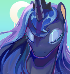 Size: 2084x2204 | Tagged: safe, artist:湮浊湮于浊, derpibooru import, princess luna, alicorn, pony, bust, colored, eyes closed, eyeshadow, female, makeup, mare, portrait, solo