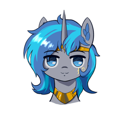 Size: 1500x1400 | Tagged: artist needed, safe, derpibooru import, oc, oc only, oc:cork, pony, unicorn, bust, cute, egyptian, female, long mane, mare, simple background, solo, white background