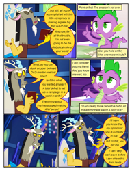 Size: 612x792 | Tagged: safe, artist:newbiespud, derpibooru import, edit, edited screencap, screencap, discord, draconequus, dragon, comic:friendship is dragons, comic, dialogue, friendship throne, male, screencap comic