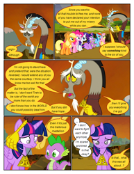 Size: 612x792 | Tagged: safe, artist:newbiespud, derpibooru import, edit, edited screencap, screencap, discord, twilight sparkle, twilight sparkle (alicorn), alicorn, draconequus, dragon, comic:friendship is dragons, twilight's kingdom, comic, dialogue, eyelashes, female, jewelry, male, mare, necklace, outdoors, screencap comic