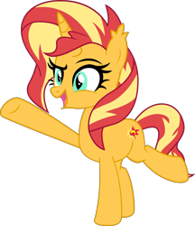 Size: 4537x5256 | Tagged: safe, artist:surprisepi, derpibooru import, sunset shimmer, bat pony, hybrid, pony, unicorn, equestria girls 10th anniversary, equestria girls, absurd resolution, base used, bat pony unicorn, female, horn, mare, open mouth, raised hoof, raised leg, simple background, solo, transparent background, vector