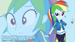Size: 3410x1920 | Tagged: safe, artist:edy_january, artist:twilirity, derpibooru import, edit, edited screencap, screencap, rainbow dash, human, equestria girls, alternate name, clenched fist, clothes, faic, female, frown, geode of super speed, jacket, looking at you, magical geodes, smiling, smiling at you, smirk, smug, smugdash, solo, vector used, wristband