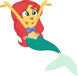 Size: 822x807 | Tagged: safe, artist:emeraldblast63, derpibooru import, edit, editor:incredibubbleirishguy, sunset shimmer, mermaid, ariel, link in source, mermaidized, red hair, species swap, the little mermaid, vector, vector edit