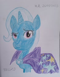 Size: 2252x2880 | Tagged: safe, artist:skyshine690, derpibooru import, cape, clothes, traditional art, trixie's cape