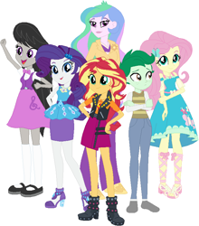 Size: 668x759 | Tagged: safe, artist:sturk-fontaine, derpibooru import, fluttershy, octavia melody, princess celestia, principal celestia, rarity, sunset shimmer, wallflower blush, oc, oc:morning glory, equestria girls 10th anniversary, fanfic:futaquestria, equestria girls, base used, cocktavia, femboy, futa, futashy, intersex, male, princess cocklestia, raridick, rule 63, simple background, sunshaft shimmer, white background