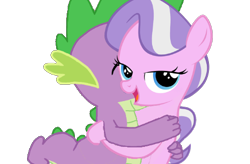 Size: 498x326 | Tagged: safe, edit, editor:undeadponysoldier, diamond tiara, spike, earth pony, pony, bedroom eyes, female, filly, foal, hug, looking at you, male, shipping, simple background, spiketiara, straight, transparent background