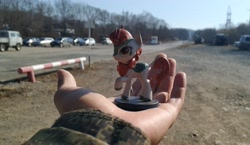 Size: 3453x2000 | Tagged: safe, artist:merik1337, derpibooru import, autumn blaze, 3d print, car, figurine, hand, irl, photo