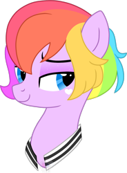 Size: 792x1078 | Tagged: safe, artist:pure-blue-heart, derpibooru import, oc, oc only, earth pony, pony, blue eyes, bust, clothes, commission, heart, jacket, multicolored hair, portrait, rainbow hair, simple background, solo, transparent background