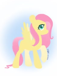 Size: 810x1080 | Tagged: safe, artist:jennifer696jones, derpibooru import, fluttershy, pegasus, pony, female, lineless, mare, raised hoof, raised leg, solo