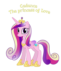 Size: 1831x2143 | Tagged: safe, anonymous artist, derpibooru import, princess cadance, alicorn, pony, closed mouth, crown, cutie mark, eyebrows, eyelashes, female, folded wings, happy, hoof shoes, horn, jewelry, looking, looking at you, mare, name, nostrils, princess, regalia, royalty, simple background, solo, standing, text, transparent background, wings