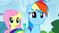 Size: 1920x1080 | Tagged: safe, derpibooru import, screencap, fluttershy, rainbow dash, pony, trade ya, rainbow dash is best facemaker