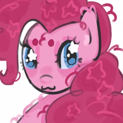 Size: 2048x2048 | Tagged: safe, artist:stanleyiffer, derpibooru import, pinkie pie, earth pony, pony, :3, bust, looking at you, simple background, solo, white background