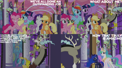 Size: 2000x1125 | Tagged: safe, derpibooru import, edit, edited screencap, editor:quoterific, screencap, applejack, discord, fluttershy, pinkie pie, princess celestia, princess luna, rainbow dash, rarity, spike, twilight sparkle, bat pony, the summer sun setback, bat ponified, cute, dashabetes, diapinkes, flutterbat, jackabetes, mane six, race swap, raribetes, shyabetes, spikabetes, twiabetes