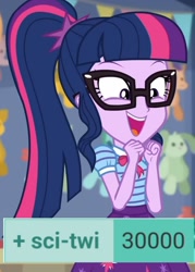 Size: 1376x1919 | Tagged: safe, derpibooru import, edit, edited screencap, screencap, sci-twi, twilight sparkle, better together, equestria girls, rollercoaster of friendship, cute, derpibooru, female, happy, jpg, meta, solo, tags, twiabetes