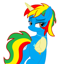 Size: 1136x1248 | Tagged: safe, artist:tanahgrogot, derpibooru import, oc, oc only, oc:royal strength, alicorn, butt, butt touch, colored wings, looking back, simple background, solo, transparent background, wings