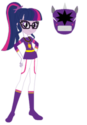 Size: 415x595 | Tagged: safe, color edit, derpibooru import, edit, sci-twi, twilight sparkle, equestria girls, boots, clothes, colored, gloves, power rangers, shoes, simple background, solo, white background