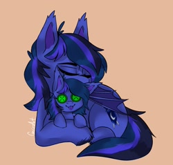 Size: 1615x1542 | Tagged: safe, artist:cozziesart, derpibooru import, oc, oc only, oc:guard cobalt flash, bat pony, pony, bat pony oc, cute, plushie, pony plushie, simple background, sleeping