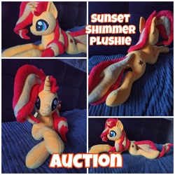 Size: 2560x2560 | Tagged: safe, artist:kuroran, derpibooru import, sunset shimmer, advertisement, auction, craft, plushie