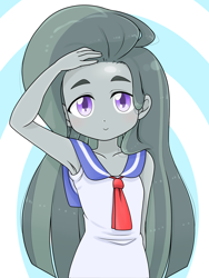 Size: 1668x2224 | Tagged: safe, alternate version, artist:batipin, derpibooru import, marble pie, human, equestria girls, armpits, clothes, equestria girls-ified, female, moe, solo, thick eyebrows